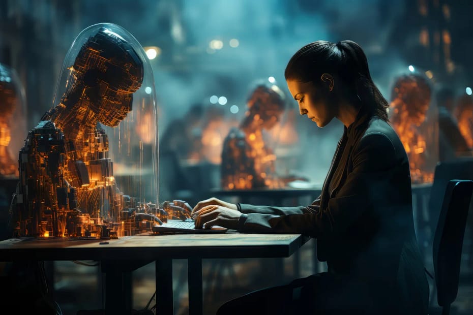 Futuristic business scene with ultra-modern ambiance